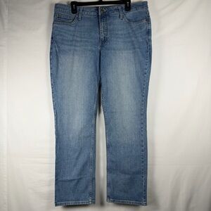 Lee Jeans Women 16 M Blue Vintage Stretch Mom High Waist Straight Y2K Light Wash